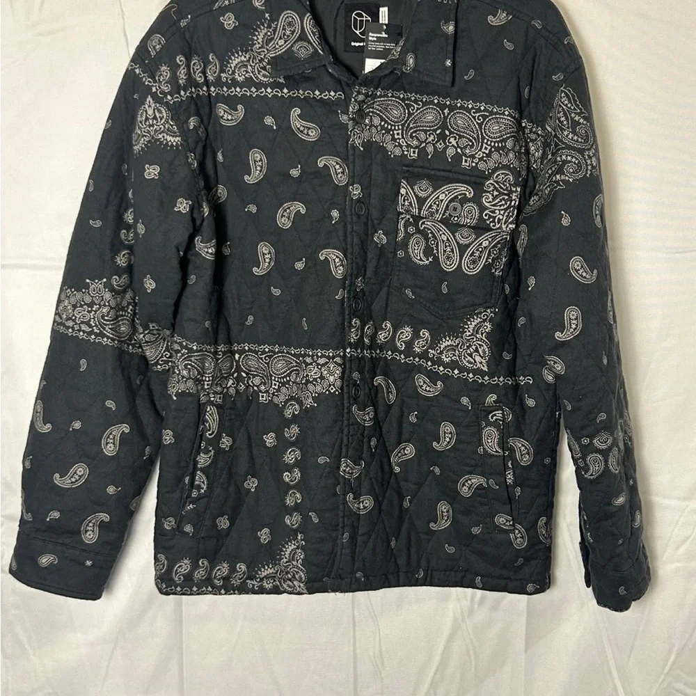 Original Use Paisley Quilted Shirt Jacket - Black and White - Picture 5 of 6